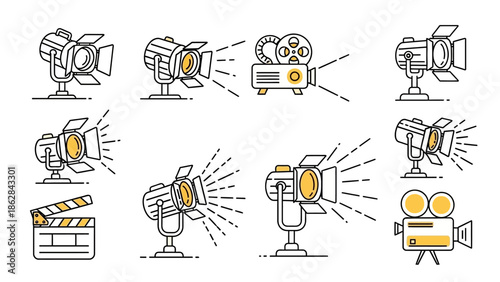 Movie lights and film equipment.