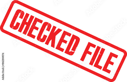 A close-up view of a checked file with a red stamp on a white background.