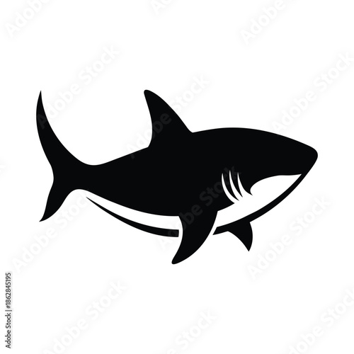 Shark icon silhouette vector, Underwater elements, Marine life nautical vector, Seafood silhouette vector