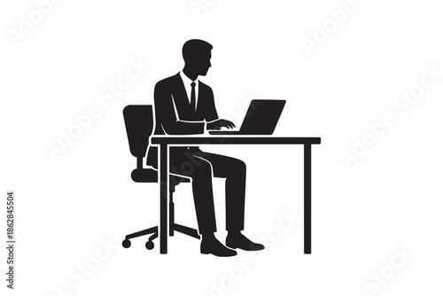 Business Person Working on Laptop
Office Worker Laptop Silhouette
Corporate Desk Work Silhouette
