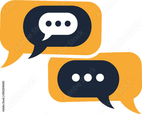 Vector illustration of a 3d speech bubble icon and chat symbol design for web communication and business app messaging isolated on a white background
