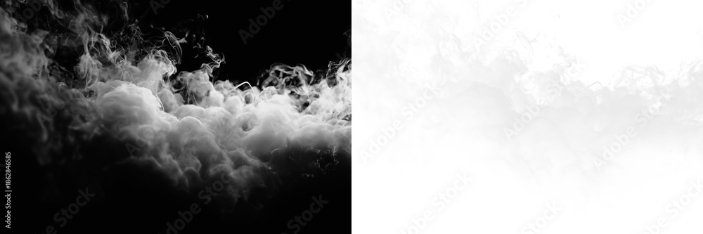 Naklejka premium White clouds float on a dark background creating a contrasting visual effect without any distinct objects or figures