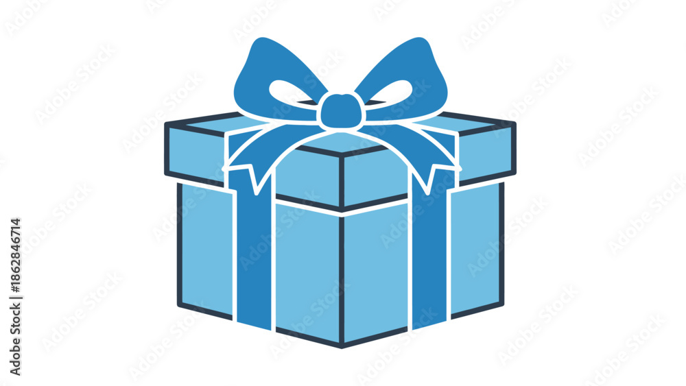 Fototapeta premium Blue gift box with ribbon bow.