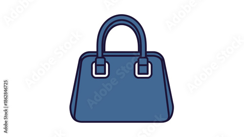Blue Handbag with Silver Hardware.