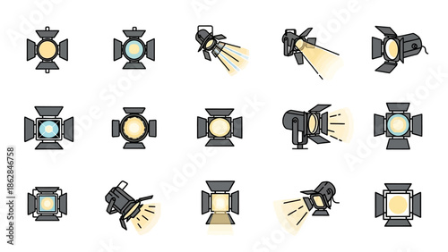 Collection of stage lights icons.