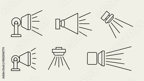 Collection of studio light icons.