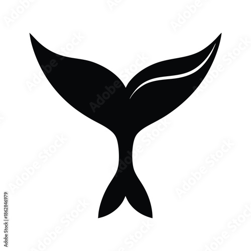 Whale tail silhouette vector, Underwater elements, Marine life nautical vector, Seafood silhouette vector