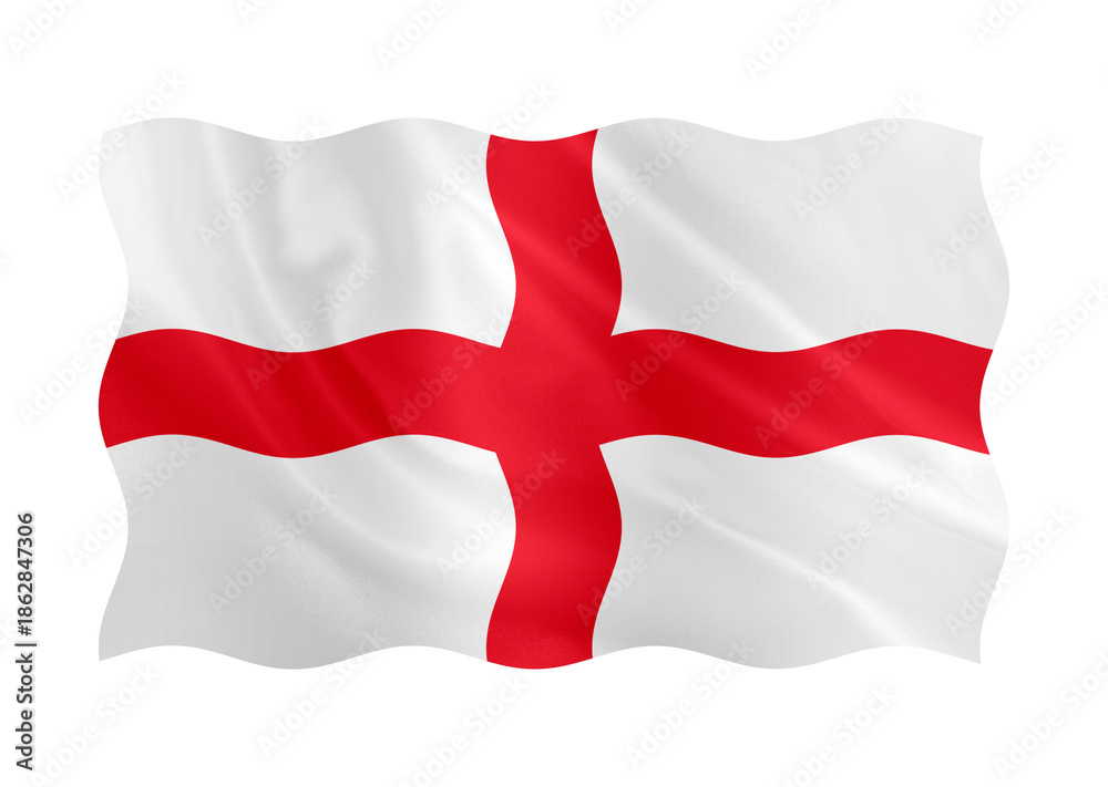 Fototapeta premium Digital composite. Flag of England waving with a fabric overlay. English