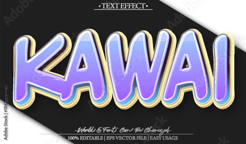 Kawaii Cute Adorable Charming Sweet Lovely Playful Text Effect Editable Alphabet