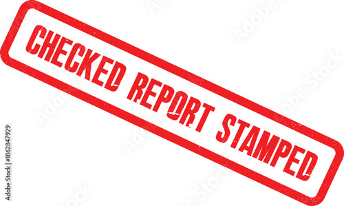 A close-up view of a checked report stamped with a red seal on a white background.