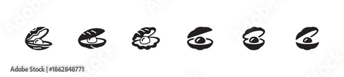 Various oyster shell pearl icons vector pack