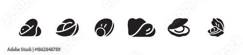 Abstract oyster pearl icons collection vector
