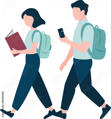 Students walking Vector