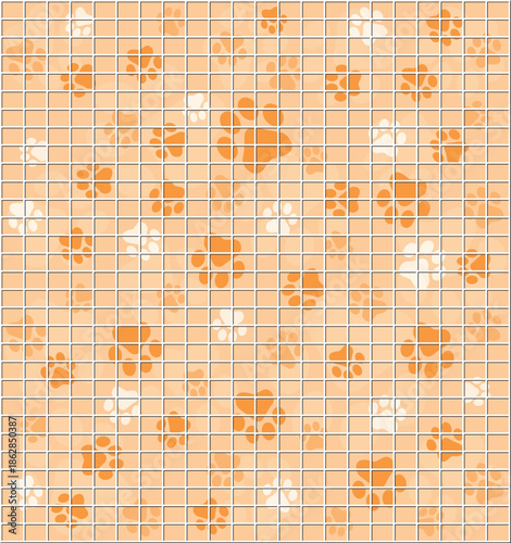 Paw Prints Background. Cute pets and Dogs pets paw print isolated on white background.