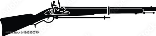 Vintage Flintlock Rifle Silhouette Illustration