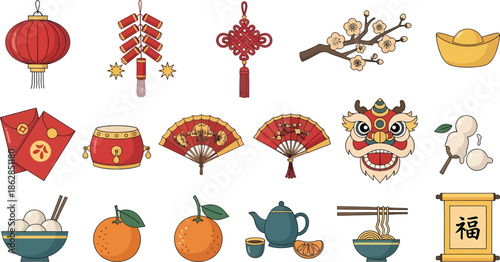 Chinese new year decorations and symbols