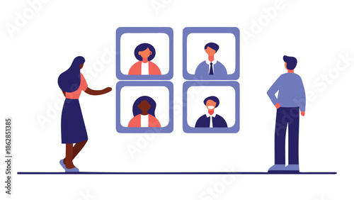 Business professionals engaging in virtual meeting with remote colleagues