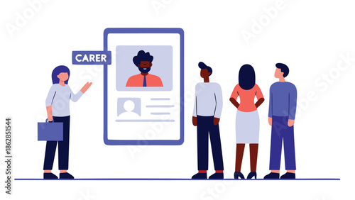 Diverse group of people discussing career opportunities and job search