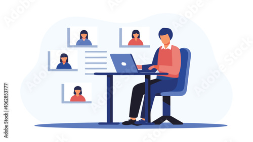 Remote worker collaborating with global team online