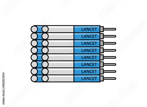 Finger prick lancet set disposable needles for diabetes blood testing concept