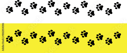 Paw Prints. Cute pets and Dogs pets paw print isolated on white background. Animal paw prints.