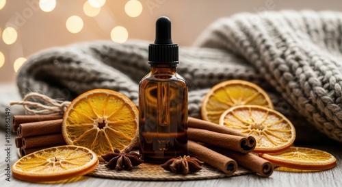 Cozy winter essential oil display
