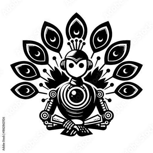 black and white peacock