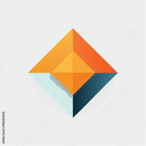 Geometric Abstract Diamond Shape with Warm Gradient Colors on a Light Gray Background
