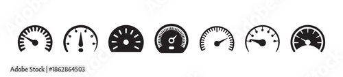Minimalist speedometer symbols collection for car dashboard apps and mechanical display interface