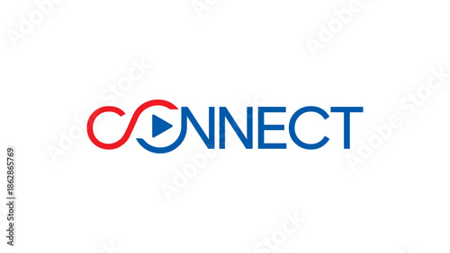 Creative connect icon with infinity sign and play button, perfect for tech startups and streaming.