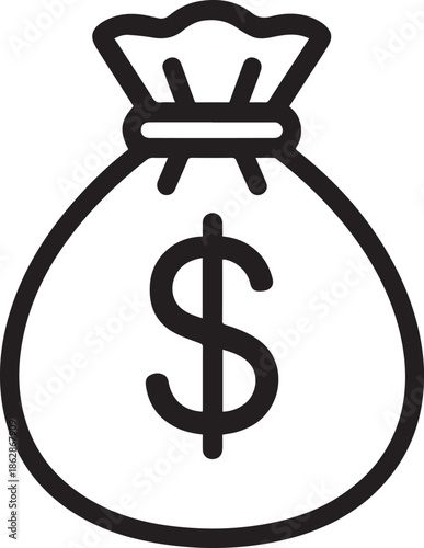 A simple dollar sign marked on bag, conveying the concept of wealth, financial stability, and monetary abundance in a minimalist fashion.