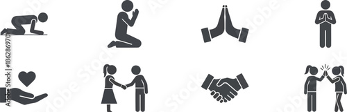 Diverse people showing respect and gratitude in various gestures