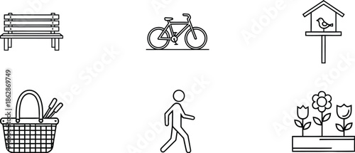 Simple line icons for everyday life and leisure activities