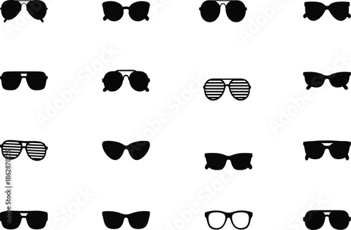Collection of various stylish sunglasses and eyeglasses