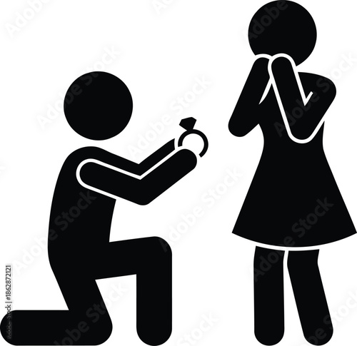 Marriage proposal icon illustration
