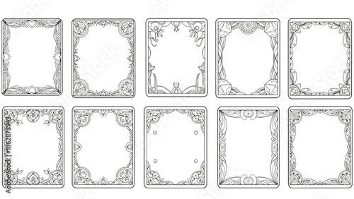Collection of Decorative Black and White Ornate Vintage Borders and Frames