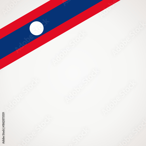 Top left corner ribbon flag of Laos