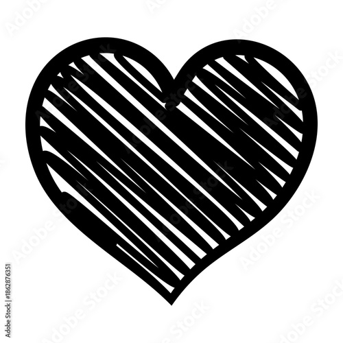 Hand Drawn Scribble Heart, Love and Romance Symbol