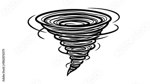 Tornado illustration with swirling black lines