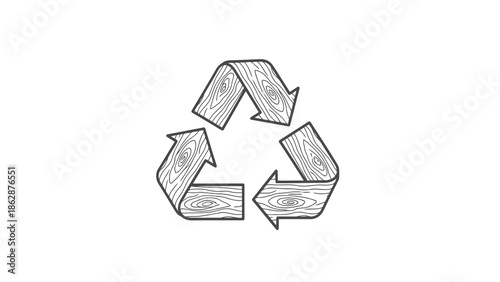 Recycling symbol made of wood