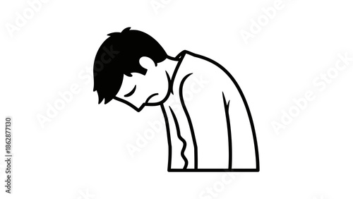 Man bowing head in respect or sorrow