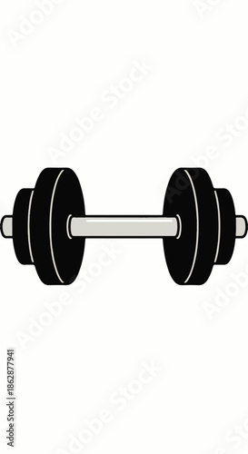 Strong dumbbell on white background for weight training and fitness showcase.