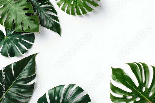Tropical leaf diagonal composition for banner and poster