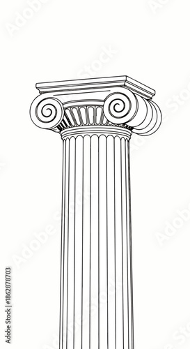 Classical Ionic Column with Fluted Shaft and Ornate Capital Standing as a Timeless Architectural Monument.