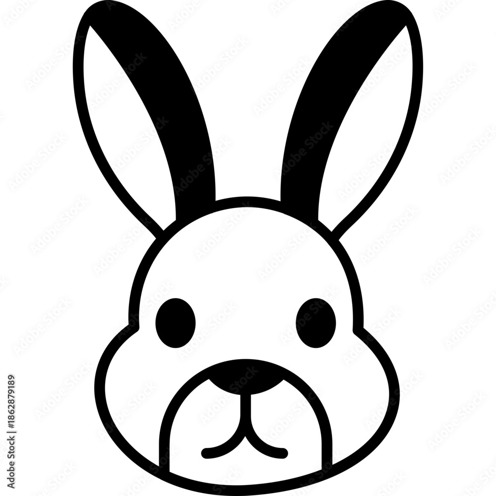 Obraz premium Rabbit Glyph Icon for Chinese New Year, Zodiac Rabbit Solid Symbol