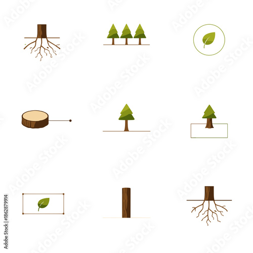 Seedling growth icon set showing sprout stages and soil block isolated
