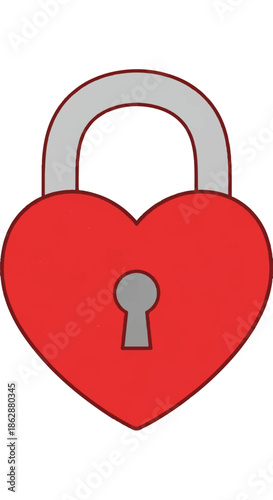 Illustration of a red heart with a silver padlock, symbolizing love and security in a simple graphic.