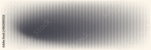 Modern Halftone Checkered Pattern Vector Rounded Square Dots Horizontal Smooth Curved Border Black Abstract Background. Chequered Subtle Pop Art Texture.