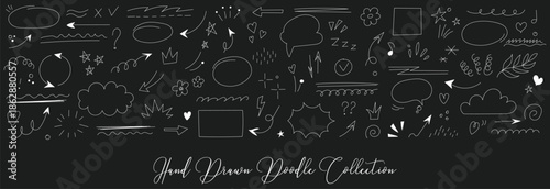 Hand Drawn Versatile Line Arrow, Sketch Star, Heart Marker Pen, Circle, Scribble, Highlight Underline, Cute Mark Brush Emphasis, Pencil Swoosh, Flower Element Icon Set On Isolated Background