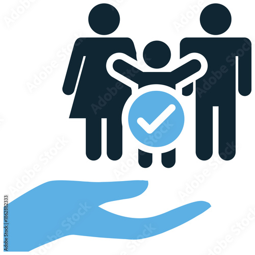 Adoption icon vector for family services. Ideal for child care, foster parents, new homes, loving relationships, and legal guardianship symbols.